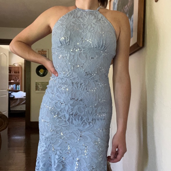 B. Darlin Open Back Lacy  Mermaid Prom Dress - Picture 2 of 6